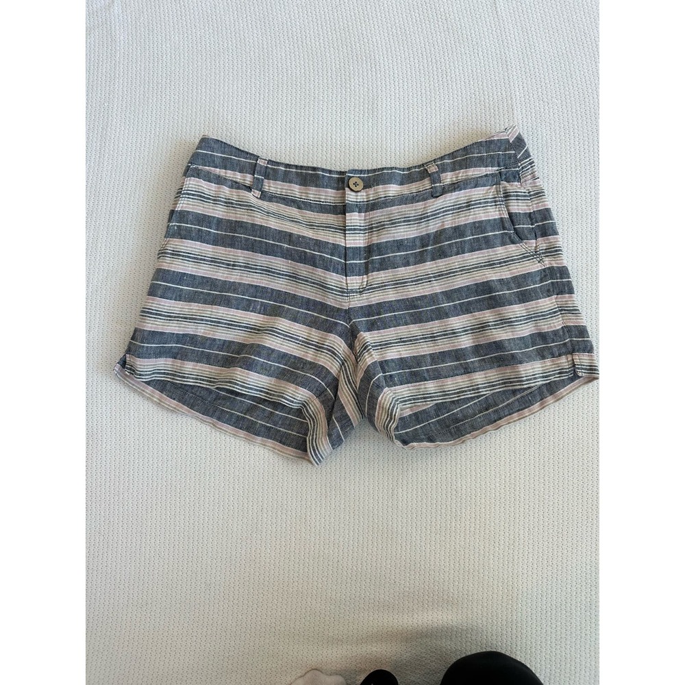 St. Tropez West 100% Linen Striped Shorts Sz. 6